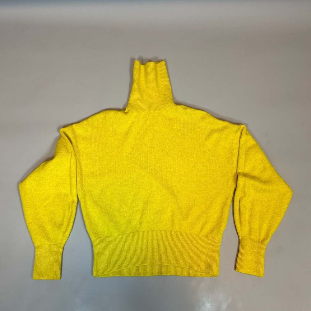 H&M Women’s XS Bright Yellow Turtleneck Knit Sweater Long Sleeve Ribbed Waist